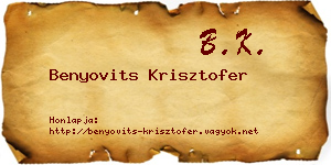 Benyovits Krisztofer névjegykártya